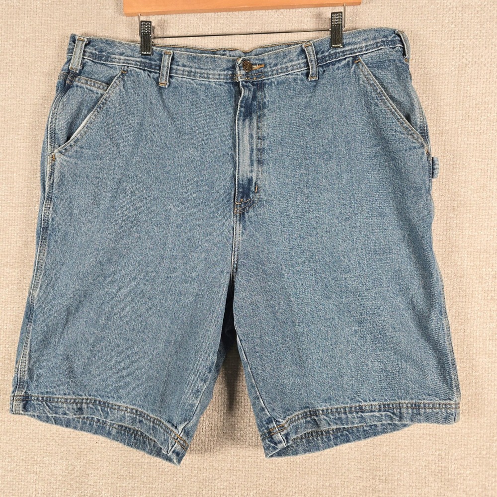 Rugged Wear Mens Blue Denim‎ Carpenter Shorts Sz 40 Utility Workwear Hammer Loop
